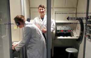 Photo of students in the Challenger Learning Center of miSci.