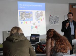 Photo of guest speaker in a classroom